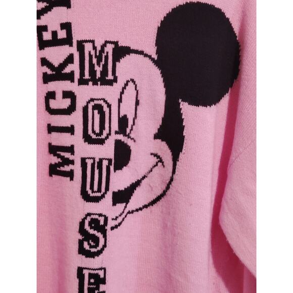 H&M Divided Disney Micky Mouse Jacquard Knit Sweater XXL Pink Crewneck Pullover - Picture 2 of 4